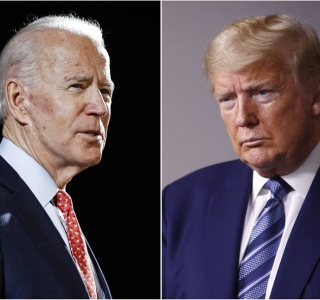 Presidente dos Estados Unidos, Donald Trump, e o candidato Joe Biden