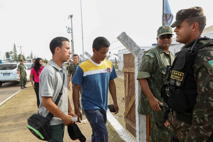 Venezuelanos recebidos no abrigo da Operação Acolhida em Pacaraima, Roraima.