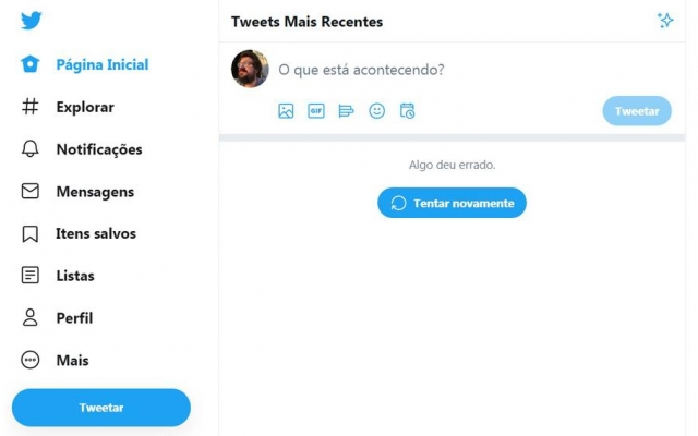 Twitter não conseguia carregar tuítes nem publicar novas mensagens no início da noite de hoje