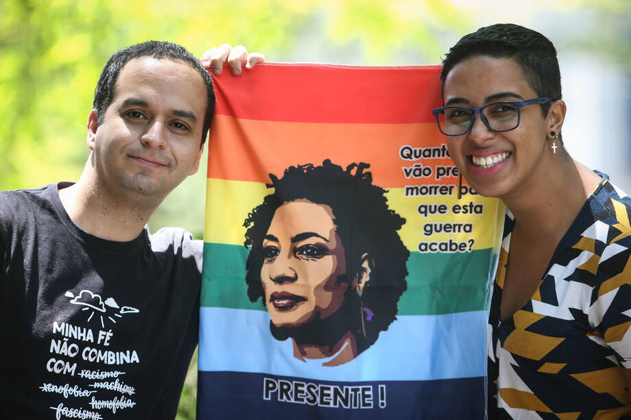 Marianne Luna e Edilson, do Movimento Pastoral LGBT Marielle Franco