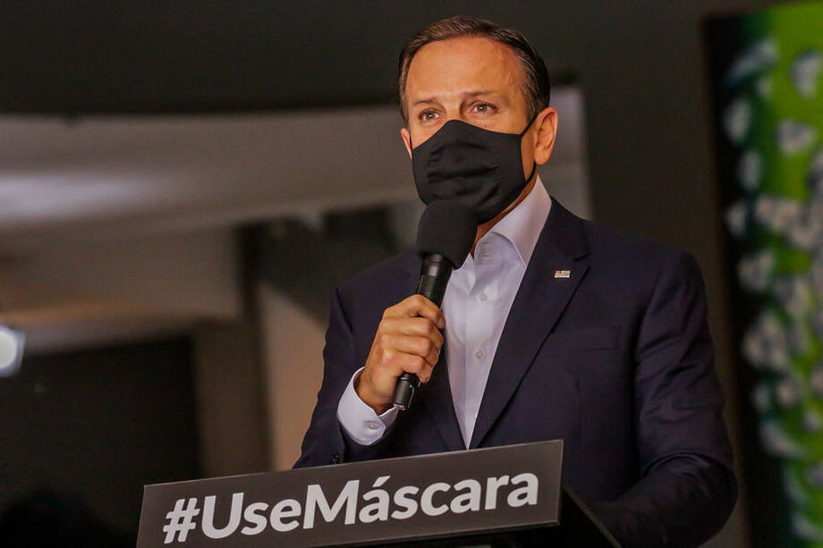O governador de São Paulo, João Doria (PSDB), em entrevista coletiva no Palácio dos Bandeirantes