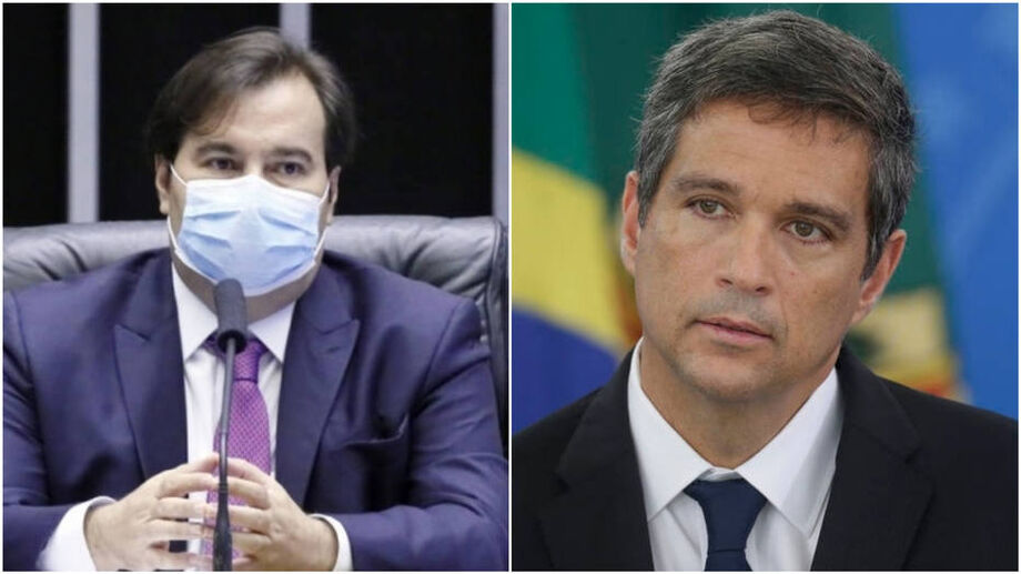 O presidente da Câmara, Rodrigo Maia, e o presidente do Banco Central, Roberto Campos Neto