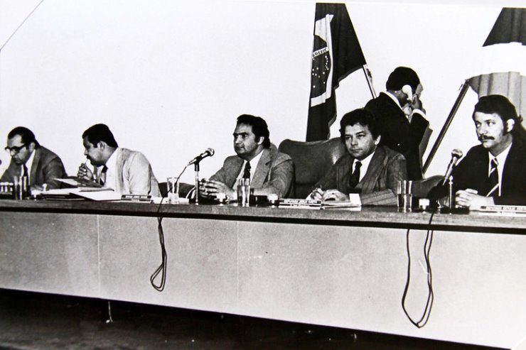 Deputados durante primeira Legislatura da Assembleia Legislativa de Mato Grosso do Sul