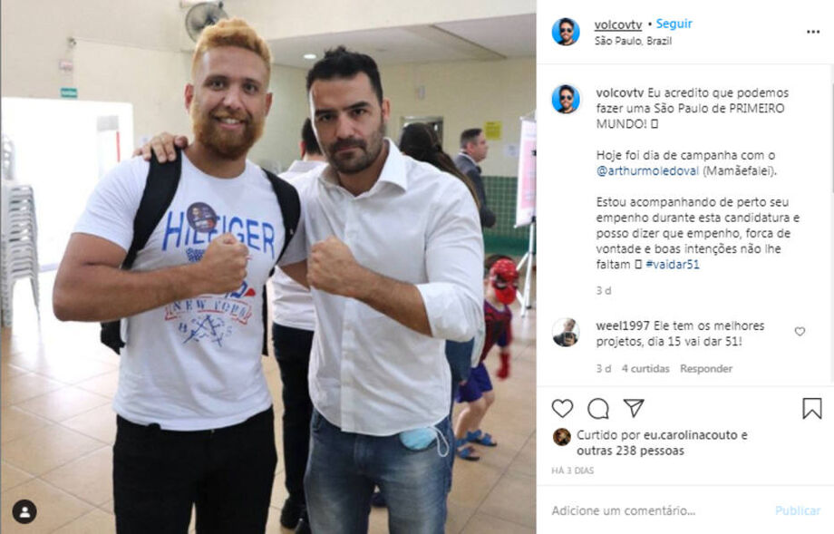 Thiago Volcov e Arthur do Val, em agenda de campanha