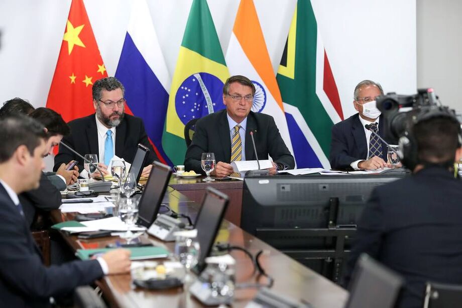 O presidente Jair Bolsonaro durante cúpula do Brics