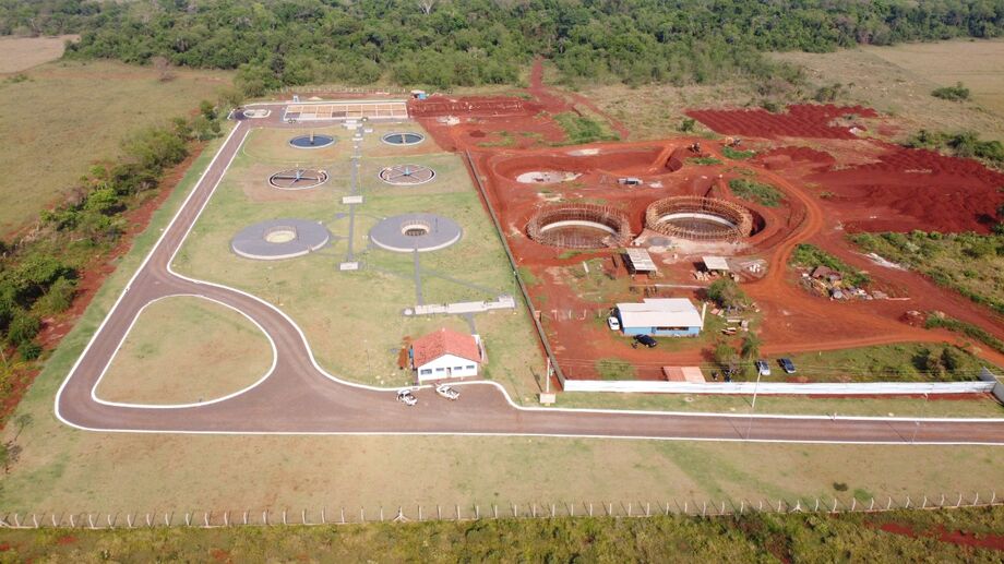 Imagem da ETE IPÊ em obras de ampliação de capacidade de tratamento