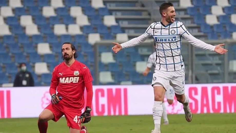 Gagliardini marcou o terceiro gol da vitória da Inter de Mião sobre o Sassuolo