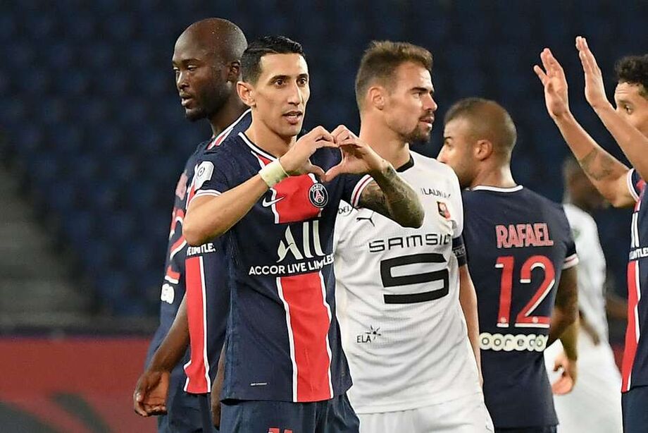 Com dois de Di Maria, desfalcado PSG vence o Rennes e segue na liderança do Francês