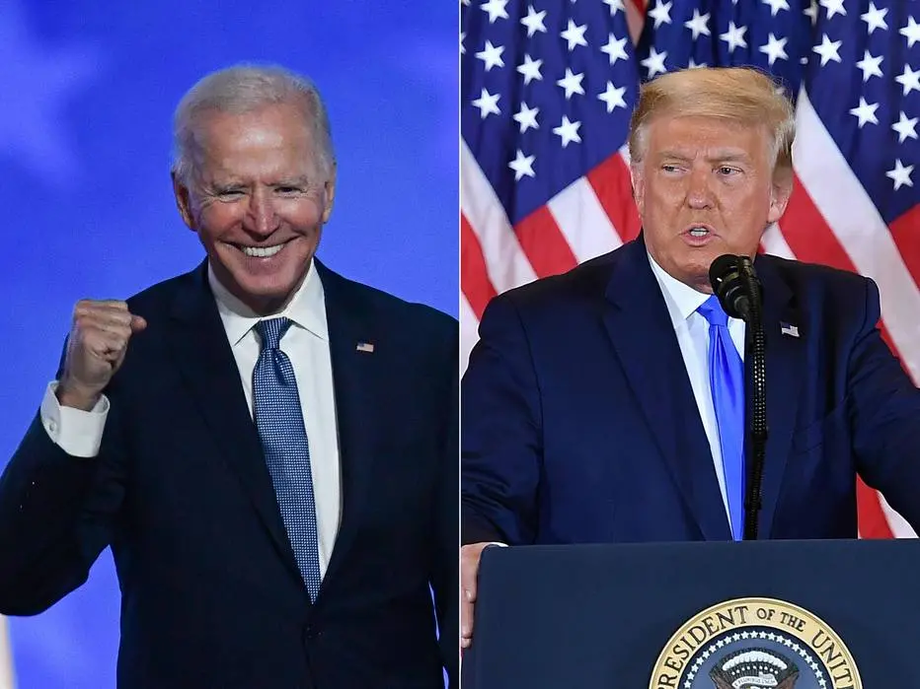 O presidente eleito dos Estados Unidos, o democrata Joe Biden, e o presidente republicano, Donald Trump