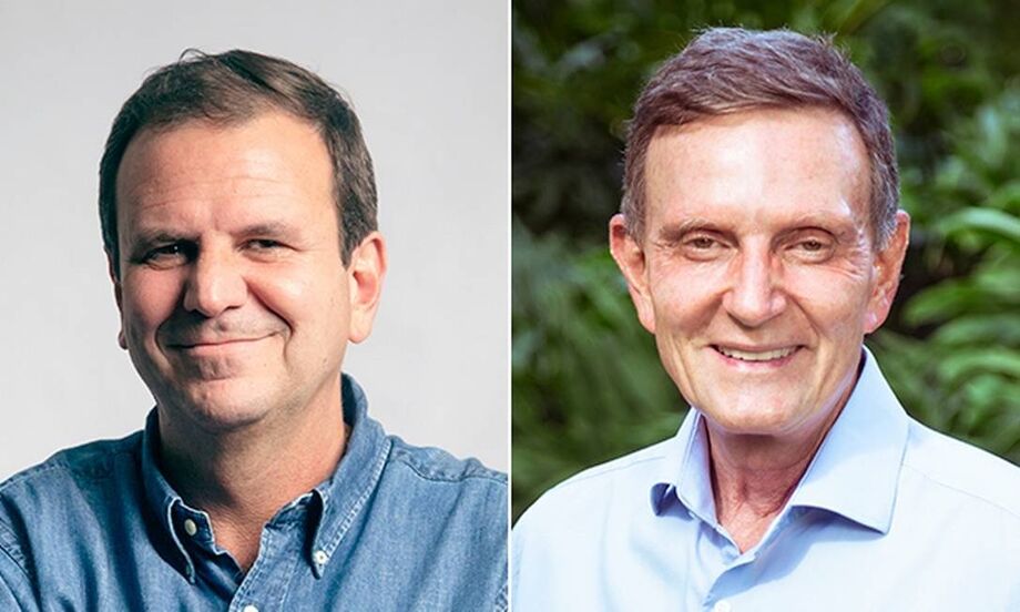 Os candidatos a prefeito do Rio Eduardo Paes (DEM) e Marcelo Crivella (Republicanos)