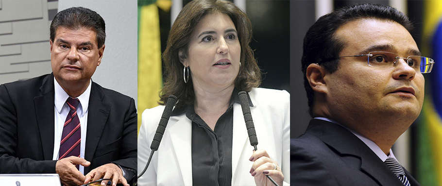 Os senadores Nelsinho Trad (PSD) e Simone Tebet (MDB); e o deputado federal Fábio Trad (PSD)