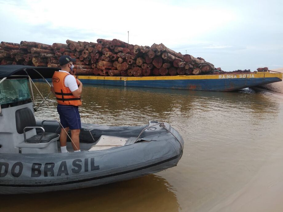 Forças Armadas apreendem balsas com toras de madeira no Pará