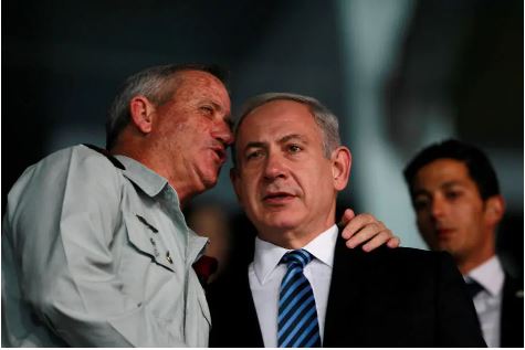 Benny Gantz e Binyamin Netanyahu em 2019
