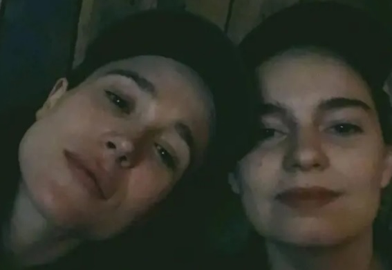 O ator Elliot Page junto com a esposa, Emma Portner