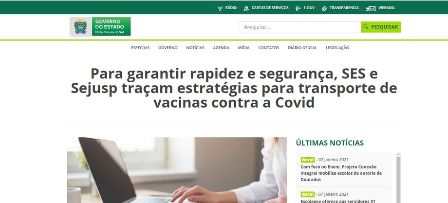 Site do Governo Estadual