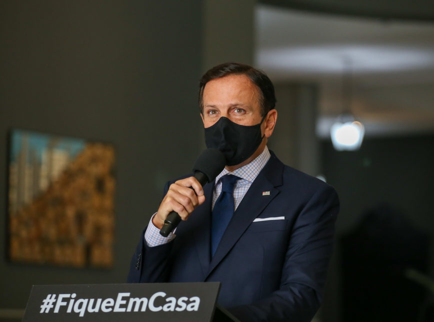 O governador João Doria (PSDB-SP) em entrevista coletiva sobre a pandemia