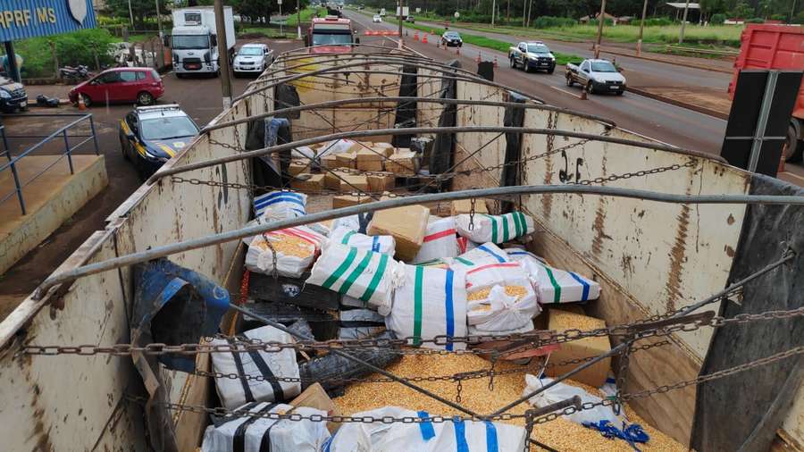 As drogas em um dos caminhões