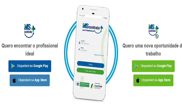 A Fundação do Trabalho de MS (Funtrab) disponibiliza para os trabalhadores na Capital o agendamento de atendimento por meio do aplicativo MS contrata+para Trabalhadores