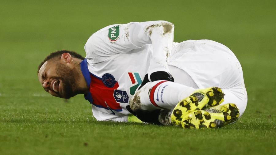 Neymar durante jogo do PSG contra o Caen pela Copa da França