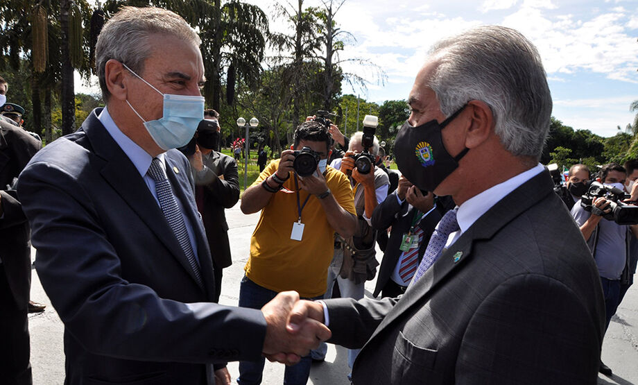 O deputado e presidente da ALEMS, Paulo Corrêa, e o governador do Estado, Reinaldo Azambuja