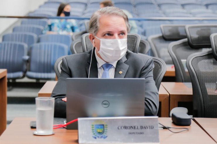 Deputado estadual Coronel David durante sessão na Assembleia Legislativa de Mato Grosso do Sul
