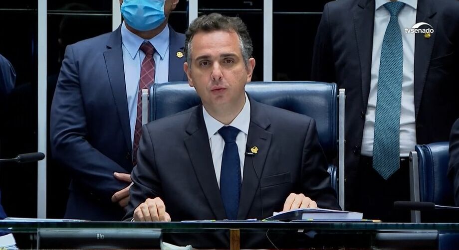 Rodrigo Pacheco em seu primeiro discurso como presidente do Senado