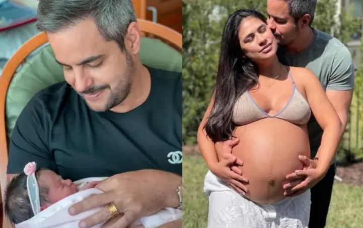 A filha de Kaka de Diniz e a cantora sertaneja Simone nasceu nesta segunda-feira, 22