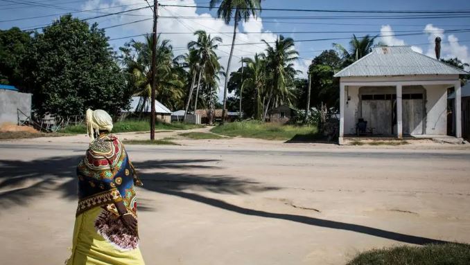 Mulher caminha por Moçambique