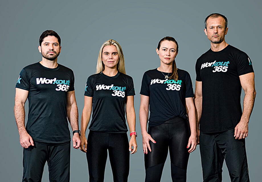 Equipe da Workout 365 - Os sócios Rafel Duarte, Bruna Duarte, Auristela Couto e Rodrigo Rezende