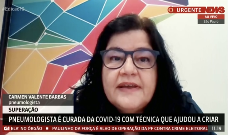 A pneumologista e pesquisadora Carmen Silvia Valente Barbas em entrevista ao GloboNews