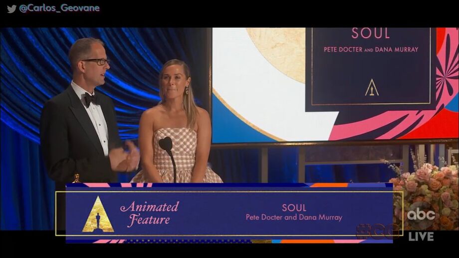 Pete Docter e Kemp Powers, ganhadores da estatueta de Melhor Filme de Animação