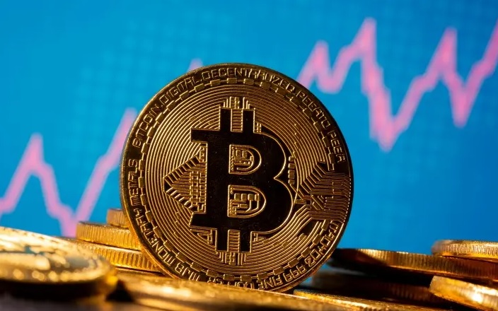Representação de uma moeda de Bitcoin