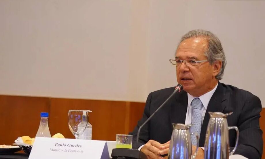 O ministro Paulo Guedes durante o evento da Coalizão Indústria