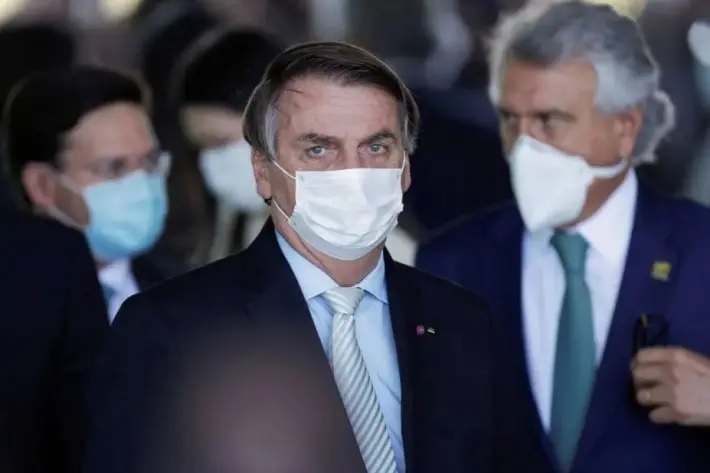O presidente Jair Bolsonaro após reunião entre os representantes dos Poderes