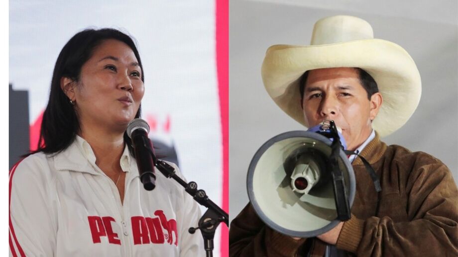 Fujimori e seu rival Pedro Castillo