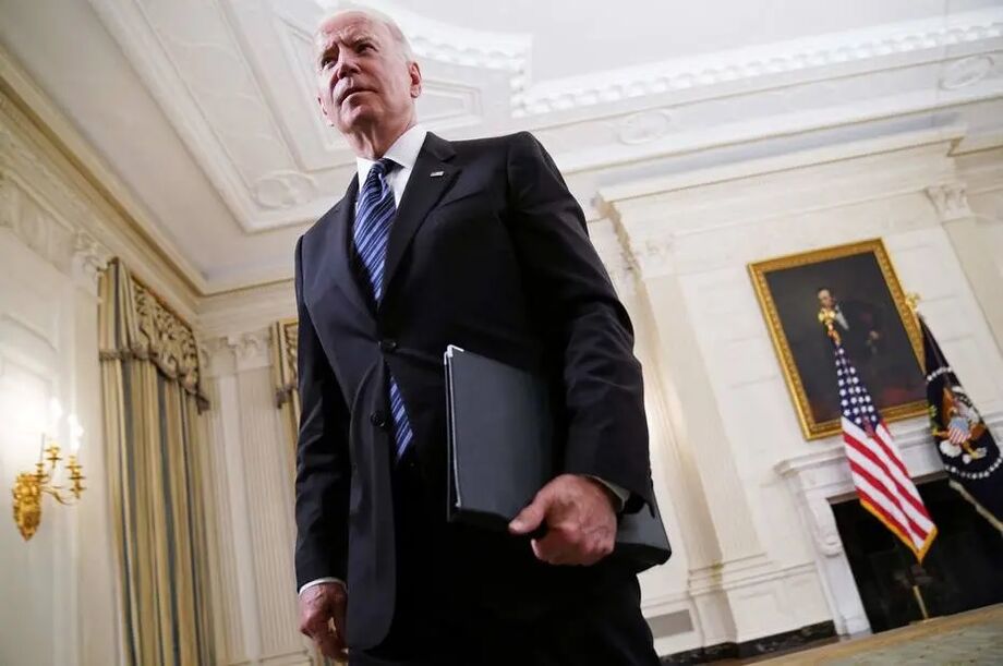 O presidente Joe Biden antes de pronunciamento na Casa Branca