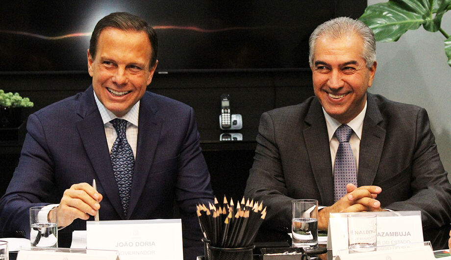 O governador de SP, João Doria e o governador de MS, Reinaldo Azambuja