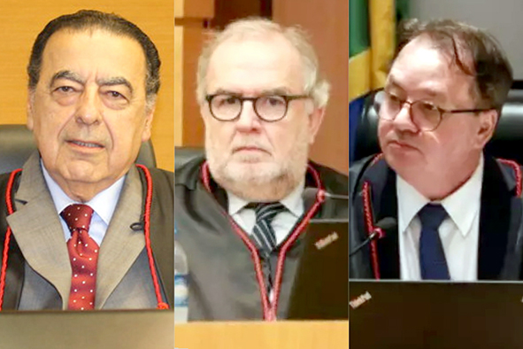 Desembargadores Claudionor Miguel Abss Duarte, Ruy Celso Barbosa Florence e Dorival Renato Pavan, que compõem a banca examinadora.