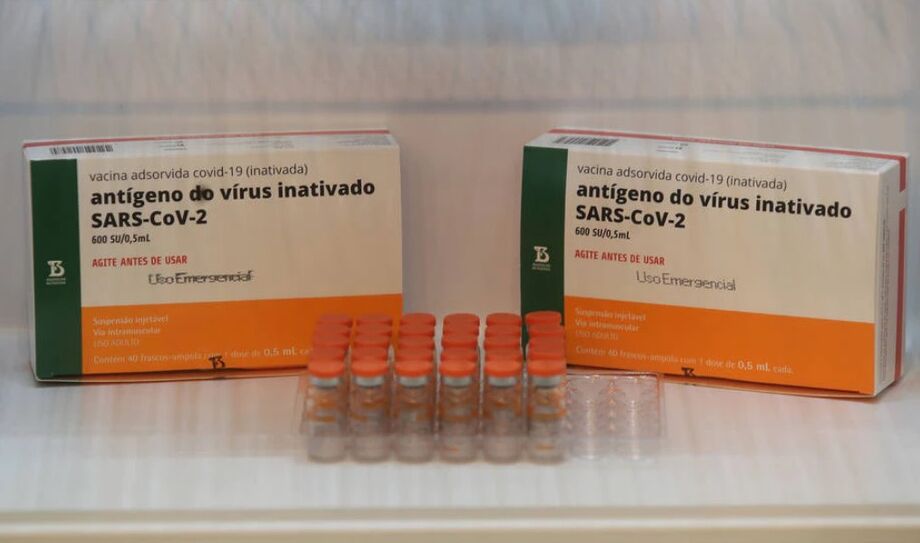 A vacina contra a covid-19 Coronavac, da empresa chinesa Sinovac e produzida no Brasil pelo Instituto Butantan