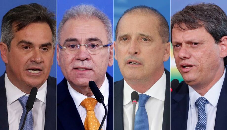 Ciro Nogueira (Casa Civil), Marcelo Queiroga (Saúde), Onyx Lorenzoni (Trabalho) e Tarcísio Gomes de Freitas (Infraestrutura): ministros cotados para concorrer nas eleições de 2022.