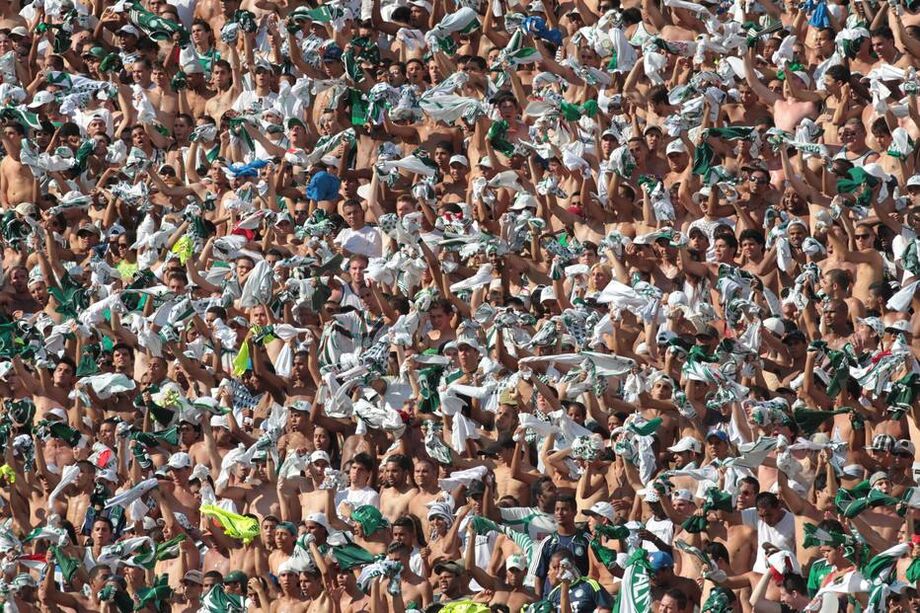 Torcida palmeirense ocupa arquibancada do Pacaembu, em clássico contra o Corinthians, pelo Campeonato Paulista de 2011 Foto: Paulo Pinto/Estadão