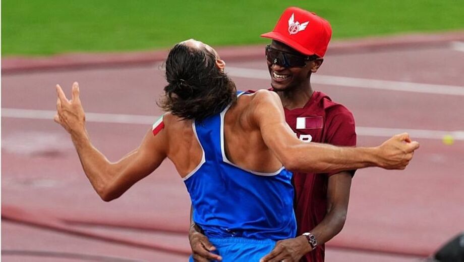 Gianmarco Tamberi (Itália) e Mutaz Essa Barshim (Catar) dividiram o ouro no salto em altura