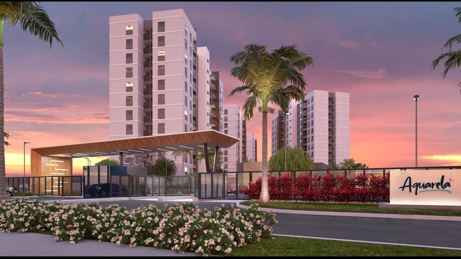 Aquarela Condomínio Clube, que traz a noção de um residencial de alto padrão de qualidade, com inúmeras opções de entretenimento, esporte e moradia, num preço justo.