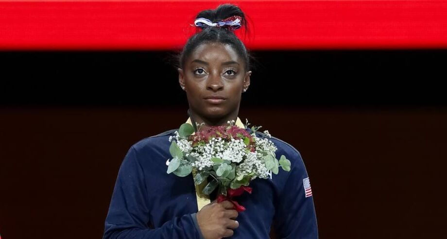 A ginasta Simone Biles, que desistiu da grande final na categoria dela na Olimpíada de Tóquio por problemas psicológicos