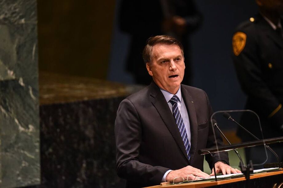 O presidente Jair Bolsonaro, durante discurso na Assembleia-Geral da ONU