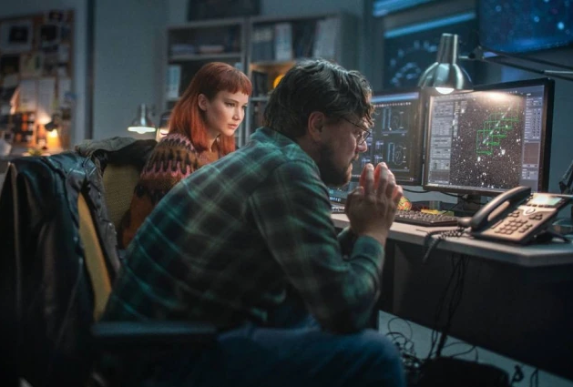 Leonardo DiCaprio e Jennifer Lawrence em 'Não Olhe para Cima'