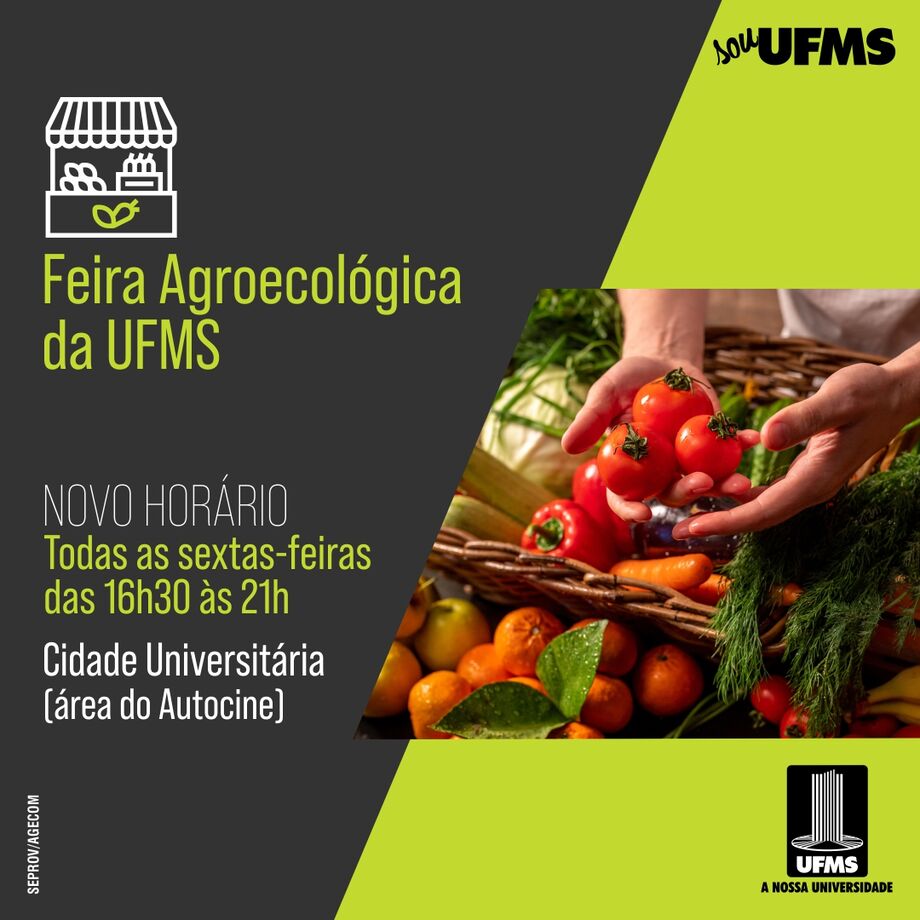 Feira Agroecológica da UFMS passará a funcionar em novo horário, das 16h30 às 21h