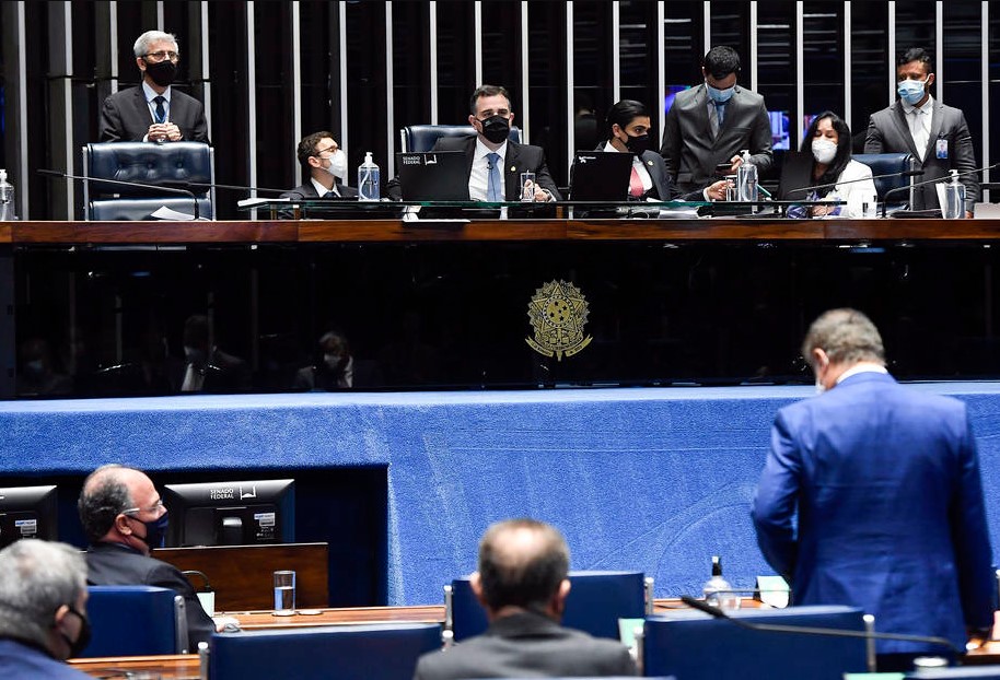 Plenário do Senado Federal durante sessão deliberativa ordinária semipresencial nesta quarta-feira