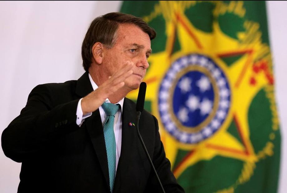 O presidente Jair Bolsonaro durante a cerimônia que marca os mil dias de governo no Palácio do Planalto