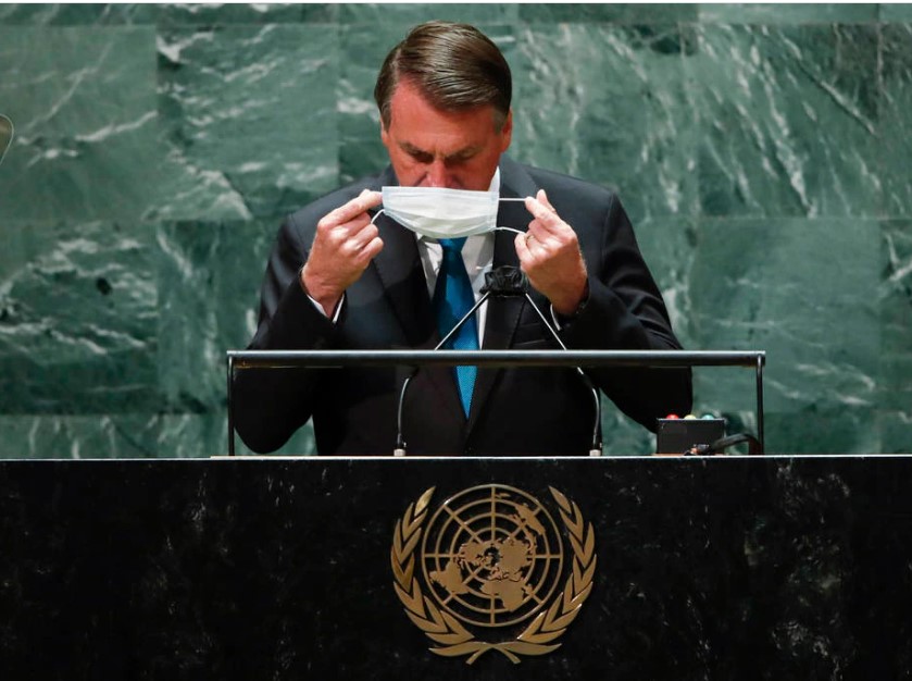 O presidente Jair Bolsonaro discursa na 76ª Assembleia-Geral da ONU